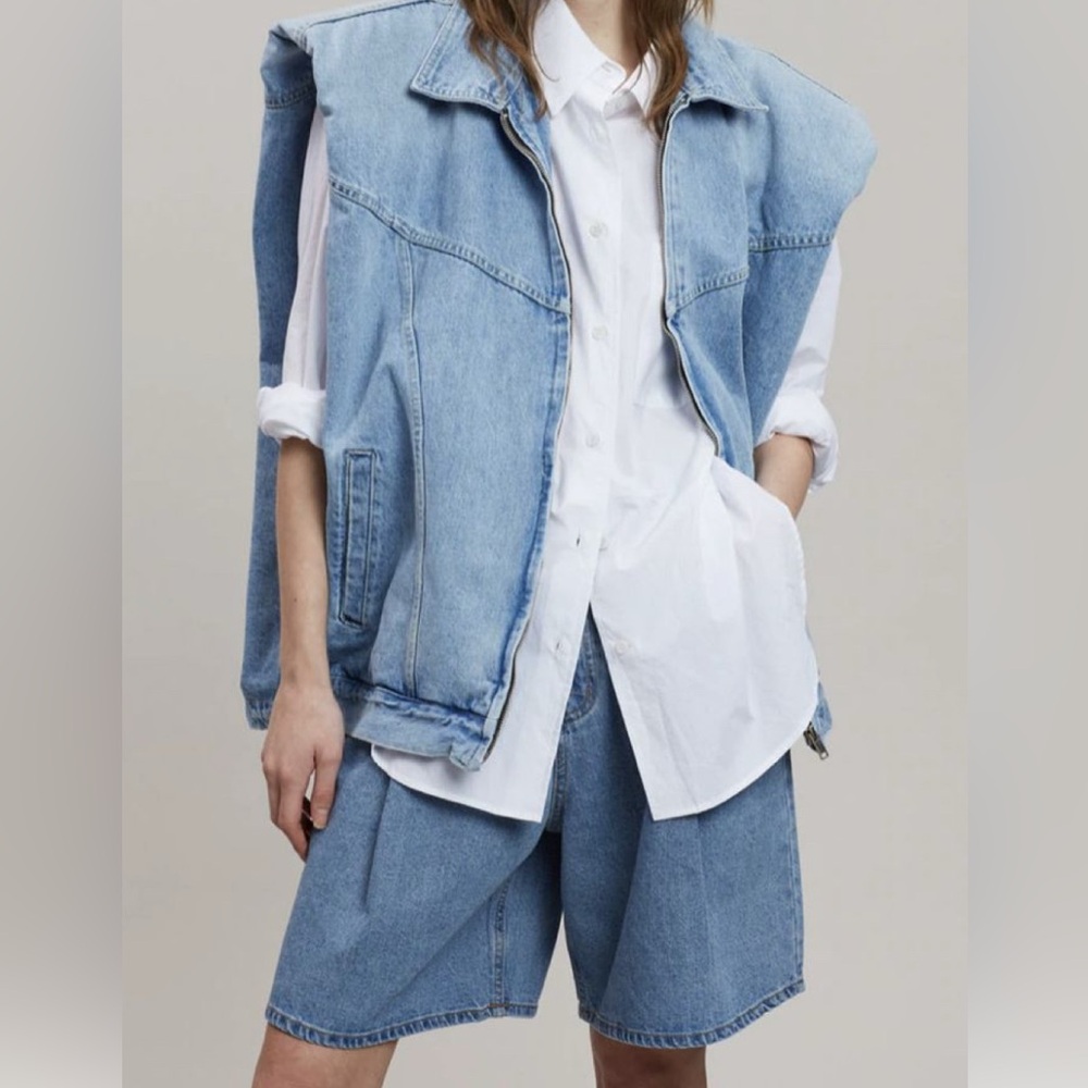 The Frankie Shop Denim Vest and Gap Shorts Set